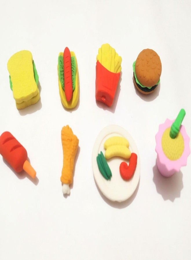BRIKSHI Fruit Fast Food & Ice-Cream Theme Erasers Set for Kids Eraser Set for Return Gift Stationary Set for Kids Rubber Eraser for Kids Stationary Set for Kids (8 Eraser) Set of 2(combo2/8pcs) - Image 1